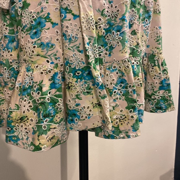 ASOS NWT Size 8 Floral Eyelet Cold Shoulder Flounce Ruffled Dress Bardot style - Picture 5 of 5